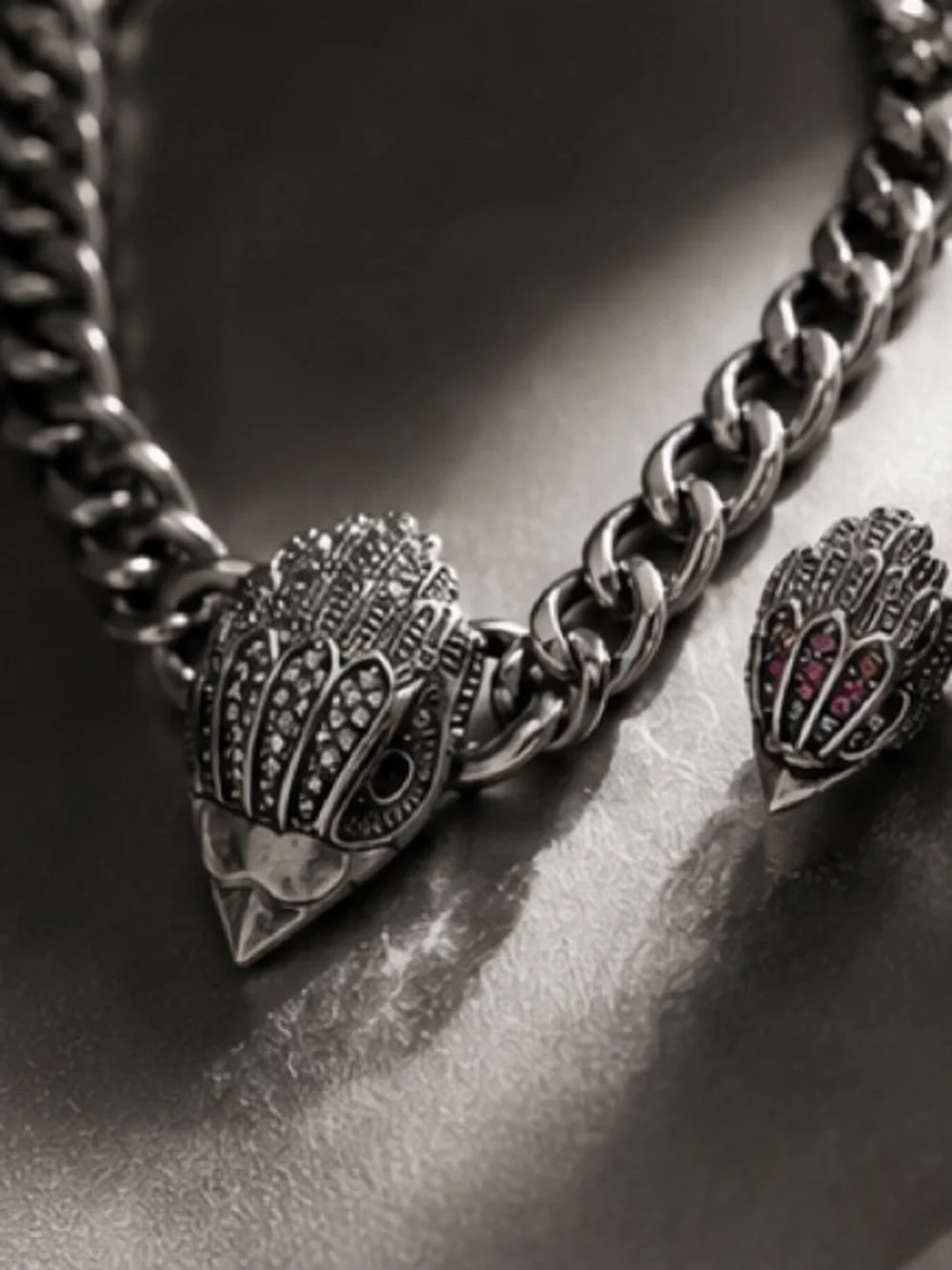 Silver Sculptural Chain Necklace Gothic Luxe Statement Jewelry